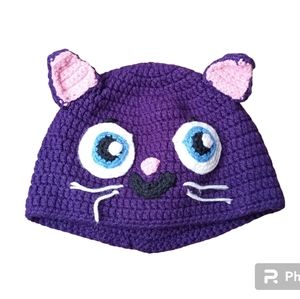 Girls Kitty Hat Crocheted Handmade
